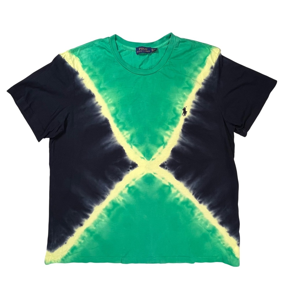 Polo Ralph Lauren T-Shirt Men XL 22"PTP Green Black Tie Dye Pony Logo Jamaica